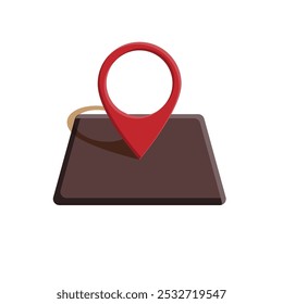 Standortsymbol. Tiefer Pin. flacher Designstil. Reise, Navigation, Ziel, Lieferung, Piktogramme. Straßenkartenschild. Vektorschablonenentwurf