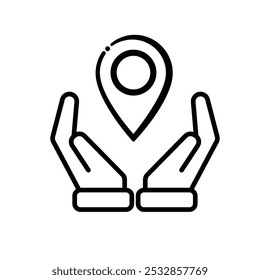 location icon. Deep location pin. outline design style. Travel, navigation, destination, delivery, target pictograms. Road map sign. vector template design