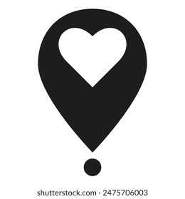 Location icon design with heart inside. Sign. Icon. Waypoint marker. Transparent background	