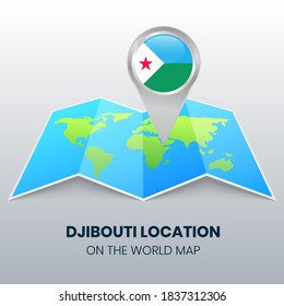 Location icon of Djibouti on the world map, Round pin icon of Djibouti