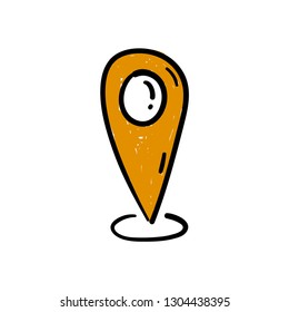location icon doodle, hand drawn map pin