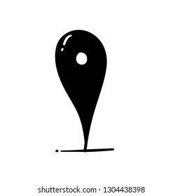 location icon doodle, hand drawn map pin