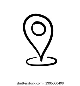 location icon doodle, hand drawn map pin