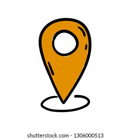 Location Icon Doodle, Hand Drawn Map Pin