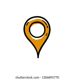 location icon doodle, hand drawn map pin