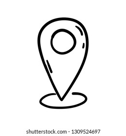 location icon doodle, hand drawn map pin