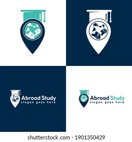 Location icon with educational logo design. Global education map pointer vector template design.