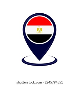 Location icon with Egypt flag isolated. Egypt flag and map pointer icon. vector illustration