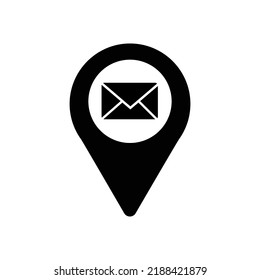 Location icon with envelope, Navigation line icon. Editable stroke, Vector illustration