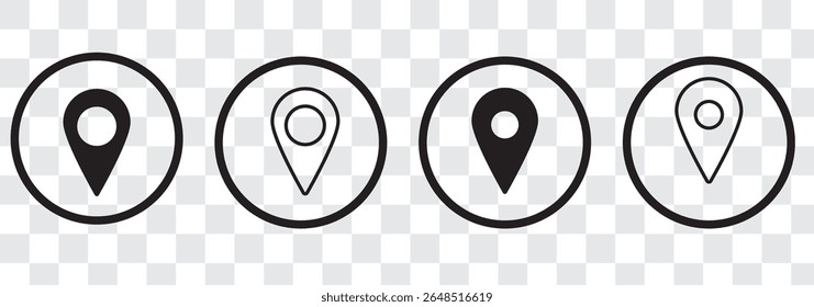 Location icon. fill and line location icon. Map pin. gps. place marker. GPS location symbol collection. Set of map pin location icons. Modern map markers. isolated on white