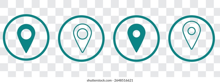 Location icon. fill and line location icon. Map pin. gps. place marker. GPS location symbol collection. Set of map pin location icons. Modern map markers. isolated on white