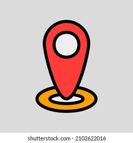 Location icon in filled line style about social media, use for website mobile app presentation