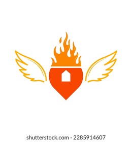 location icon with fire, crown, and wings looks very luxurious and royal. feel freedom too.