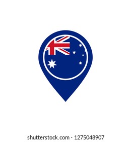 Location icon with the flag of Australian. Australian map pin.