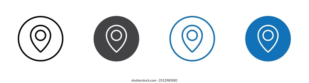 Location icon flat editable icon mark set.