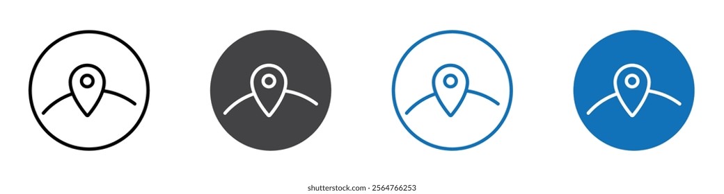 Location icon flat editable icon mark set.