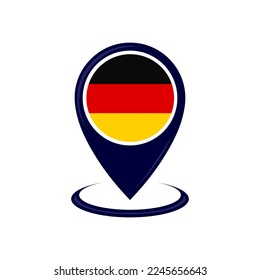 Location icon with Germany flag isolated. Germany flag and map pointer icon. vector illustration