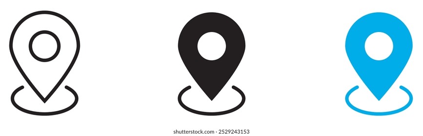 Location icon. GPS location symbol collection. Flat style - stock vector illustration.