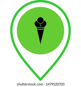 location icon, ice cream, vector illustration