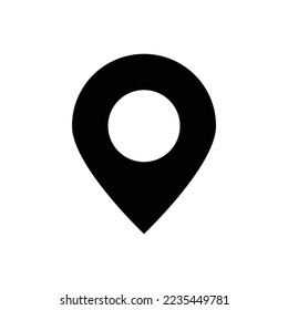 Location icon ideal for tiny text in printed company information and web button. Address symbol. Position marker. Place pointer in vector.