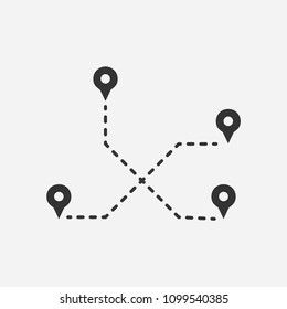 Location icon illustration,vector distance sign symbol