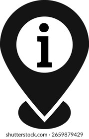 Icono de ubicación con signo de información. Mapas y diseños de geolocalización. Sitios web e interfaz de usuario. Puntero de mapa. Marcadores de mapa

