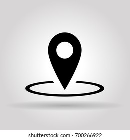 Location icon, isolated background. The conceptual point of the target, the position on the map and the symbol of the target or point. Vector Illustration.