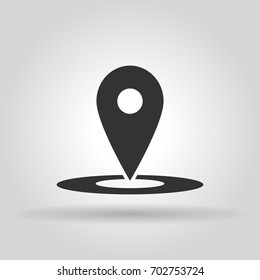 Location icon, isolated background. The conceptual point of the target, the position on the map and the symbol of the target or point. Isolated object. Vector Illustration.