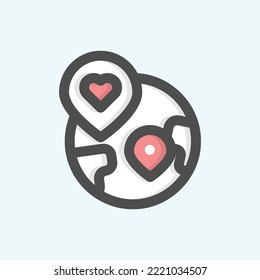  icono de ubicación, aislado icono de esquema de color donativo en fondo azul claro, perfecto para sitio web, blog, logo, diseño gráfico, medios sociales, interfaz de usuario, aplicación móvil
