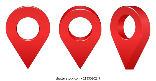 Location icon isolated on white background. Map pointer 3d pin. Vector symbols set,. Web dot main pointer 3d arrow. vector illustration.