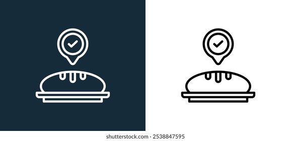 location icon isolated on white and black colors. location outline linear vector icon from bakery shop collection for mobile apps, web and ui.