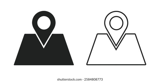 Location icon isolated on white background. Location Pin Vector, GPS, Map Position Marker, Flat design and Outline elements, Red, Black. Pin icon set. Location icon vector. destination icon. map pin.