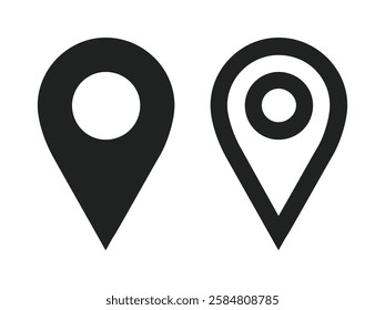 Location icon isolated on white background. Location Pin Vector, GPS, Map Position Marker, Flat design and Outline elements, Red, Black. Pin icon set. Location icon vector. destination icon. map pin.