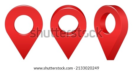 Location icon isolated on white background. Map pointer 3d pin. Vector symbols set,. Web dot main pointer 3d arrow. vector illustration.