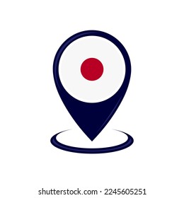 Location icon with Japan flag isolated. Japan flag and map pointer icon. vector illustration