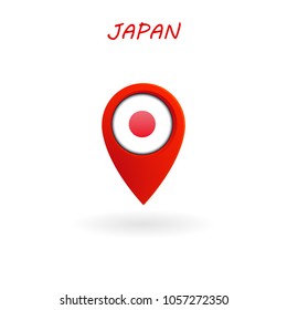 Location Icon for Japan Flag, Vector, Illustration, Eps File