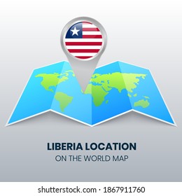 Location icon of liberia on the world map, Round pin icon of liberia