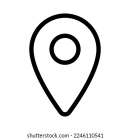 Línea de icono de ubicación aislada en fondo blanco. Icono delgado plano negro sobre el estilo de contorno moderno. Símbolo lineal y trazo editable. Ilustración vectorial de trazo simple y píxel perfecto