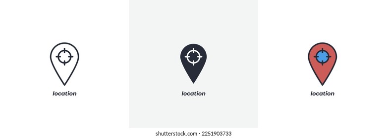 location icon. Line, solid and filled outline colorful version, outline and filled vector sign. Idea Symbol, logo illustration. Vector graphics