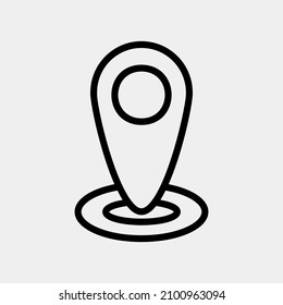 Icono de ubicación en el estilo de línea sobre medios sociales, uso para presentación de aplicaciones móviles de sitio web