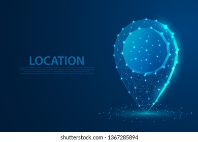 Location icon lines, triangles and particle style design, vector, illustration, eps file