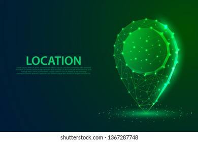 Location icon lines, triangles and particle style design, vector, illustration, eps file