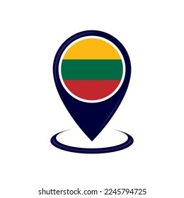 Location icon with Lithuania flag isolated. Lithuania flag and map pointer icon. vector illustration