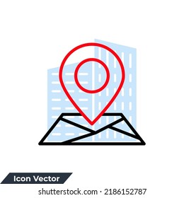 location icon logo vector illustration. map symbol template for graphic and web design collection