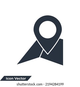 location icon logo vector illustration. map and pin point symbol template for graphic and web design collection