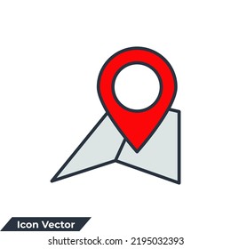 location icon logo vector illustration. map and pin point symbol template for graphic and web design collection