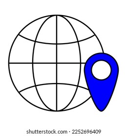 Location icon logo vector illustration. Globe web icon and location pin symbol template for graphic and web design collection