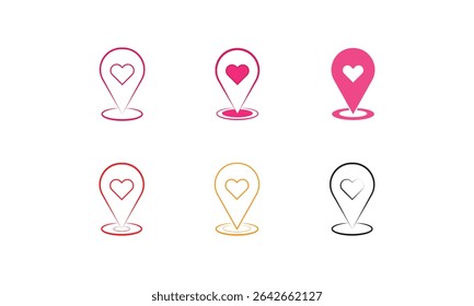 Localização Ícone Love Illustration. Esses ícones combinam minimalismo com clareza, garantindo uma comunicação visual precisa para qualquer funcionalidade baseada em local.