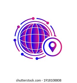 Icono de ubicación. Icono de mapa, casa, ubicación de oficina. Seguimiento de viajes, hoja de ruta, icono de localización de tiendas en ilustración vectorial, dos colores, fondo de círculo, forma negra.