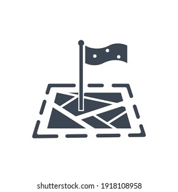 Location icon. Map, home, office location icon. Travel tracking, road map, shop location icon in vector illustration, two color, circle background, black shape.